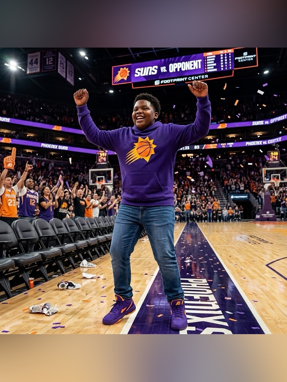 NWT Phoenix Suns Youth Large Purple Sunburst Logo Fleece Hoodie Sweatshirt NBA